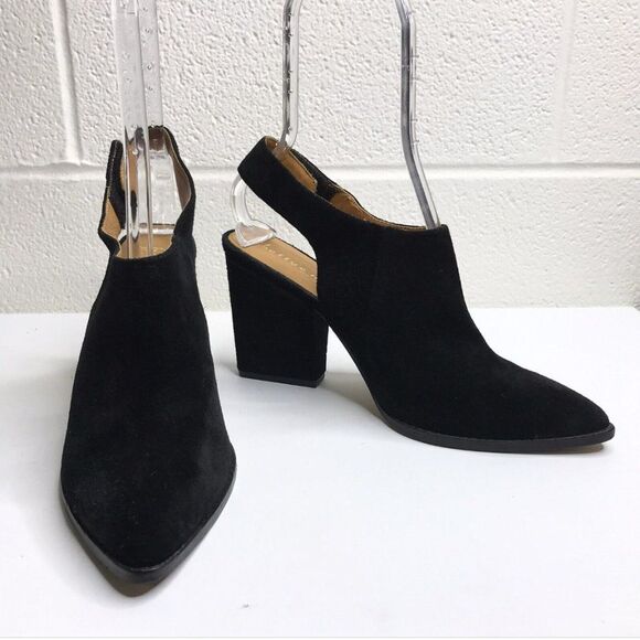 Bettye Muller Womens Black Suede Leather Slingback 4” Heels Size 9.5M - Picture 1 of 12